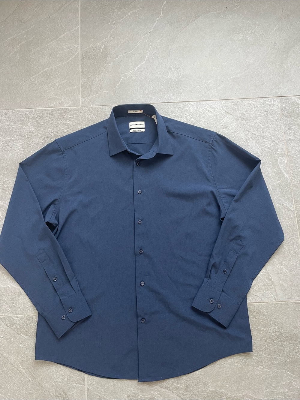 Lucky Brand Men's Solid Dark Blue Button-Down Shirt